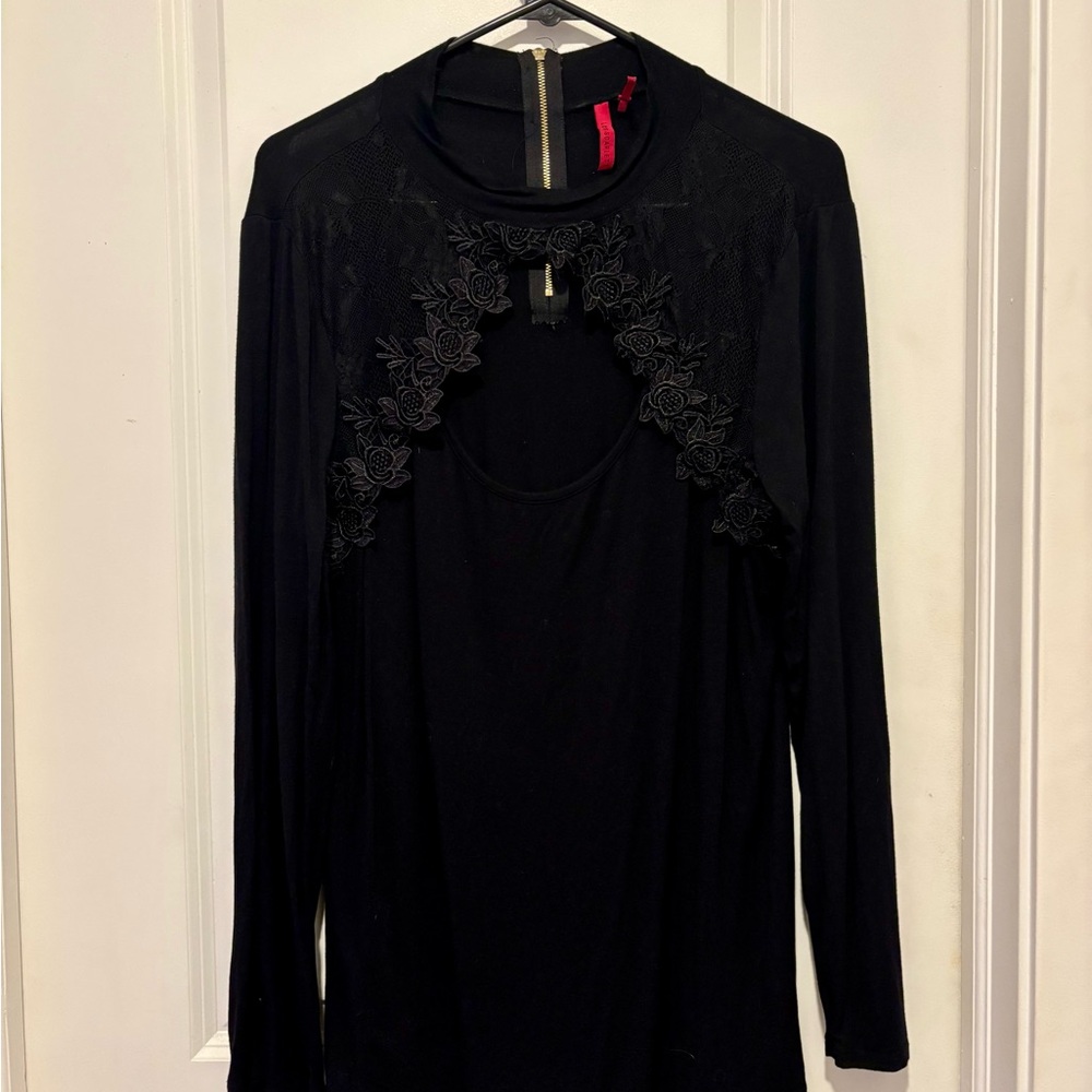 Scarlett Black Floral Lace Women's Blouse